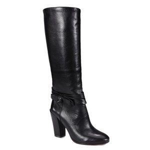 Kate Spade New York Mandie Pebbled Black Leather Tall Pull On Boots Size 8